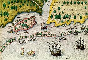 The Arrival of the English in Virginia, from ''Admiranda Narratio..'', 1585-88