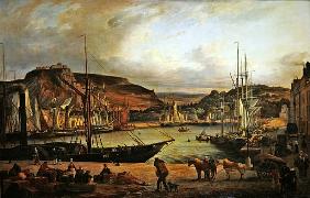 View of the commercial port at Cherbourg