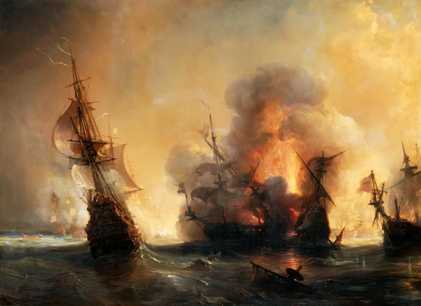 Die Seeschlacht bei Lagos am 27. Juni 1693 von Théodore Gudin