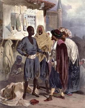 The Slave Market at Ak-Hissar, Turkey, c.1830-35 (colour litho) 20th