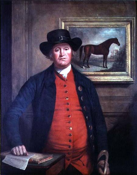 Richard Tattersall (1724-95) with 'Highflyer' in the background von Thomas Beach