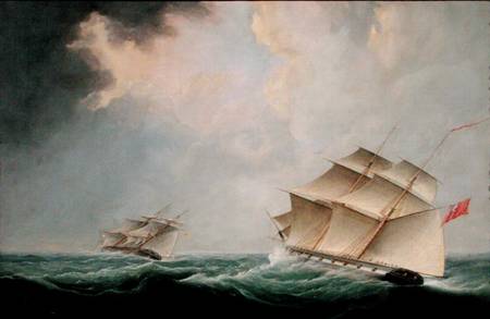 A Naval Brig Pursuing another Brig von Thomas Buttersworth