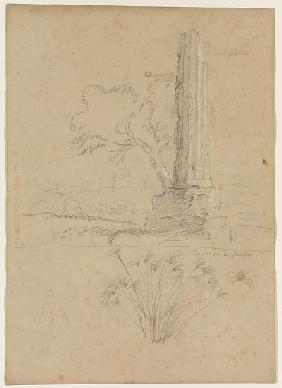Temple of Zeus and Papyrus on the Anapo River, near Syracuse, Sicily 1842