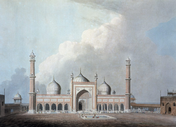 The Jummah Musjed, Delhi, plate XXIII from 'Oriental Scenery' von Thomas Daniell