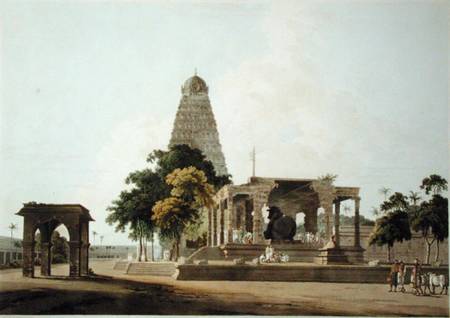 The Great Bull, An Hindoo Idol, At Tanjore, plate XXII from 'Oriental Scenery' von Thomas Daniell