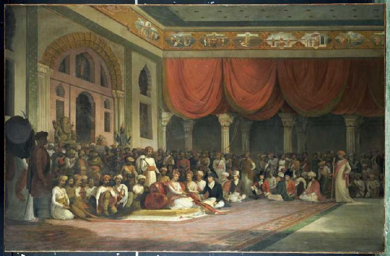 Vertragsschluss zwischen Charles Warre Malet und dem Prinzen von Maratha von Thomas Daniell