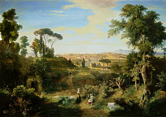 Blick auf Rom in der Landschaft der Campagna von Thomas Dessoulavy