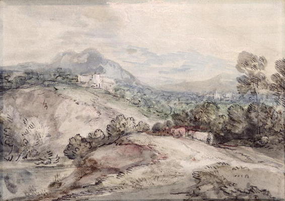 A Hilly Landscape, 1785 (pen, ink and gouache on paper) von Thomas Gainsborough