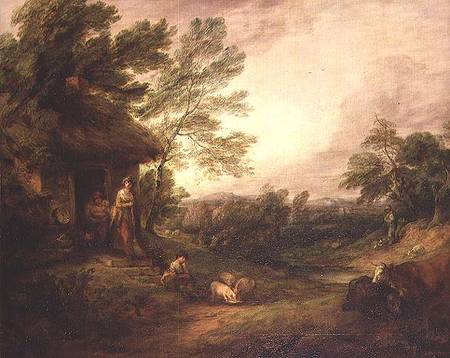 Cottage Door with Girl and Pigs von Thomas Gainsborough