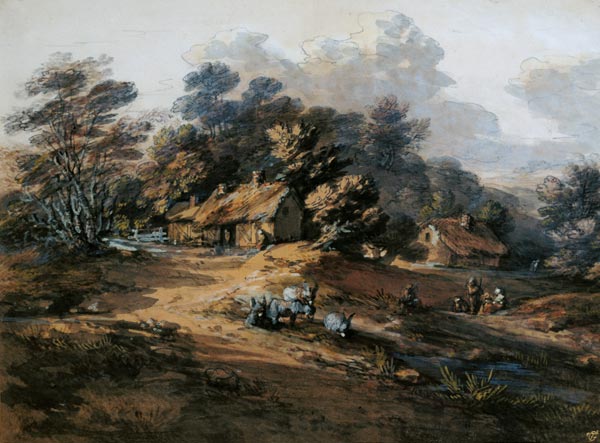 Peasants and Donkeys near Cottages at the Edge of a Wood von Thomas Gainsborough
