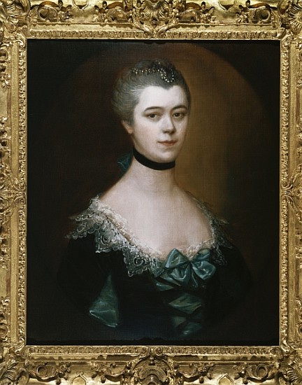 Portrait of the Countess of Sussex, bust length, in a blue dress with black facings von Thomas Gainsborough