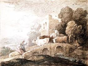 A bridge with cattle passing over 1797
