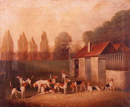 Foxhounds in a Kennelyard von Thomas Henwood
