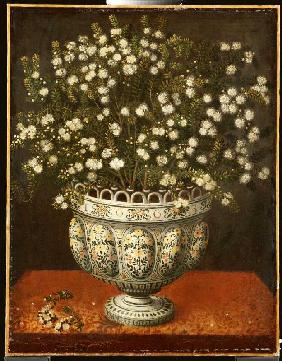 Myrtenstrauß in einer Majolika-Vase 1663
