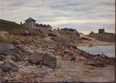 Kingsland, Cornwall, with two girls on a beach von Thomas J. Purchas