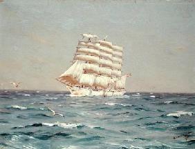 The 'Viking', a four-masted Barque Under Full Sail 1910