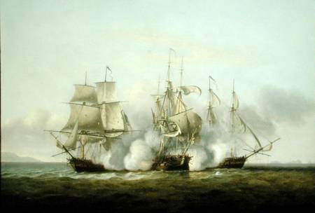 HMS Gore in Action With the French Brigs 'Palinure' and 'Pilade' von Thomas Luny
