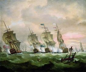 Admiral Sir Edward Hawke defeating Admiral M. de Conflans in the Bay of Biscay