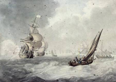 Firing a Salute off Portsmouth von Thomas Rowlandson