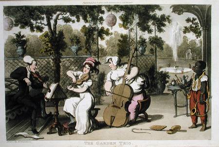 The Garden Trio, from 'The Tour of Dr Syntax in search of the Picturesque', by William Combe von Thomas Rowlandson