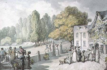 A House with Figures, Formerly Known as 'The Green, Richmond' von Thomas Rowlandson