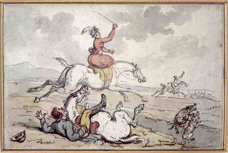 A Hunting Incident (pen & ink & w/c on paper) von Thomas Rowlandson