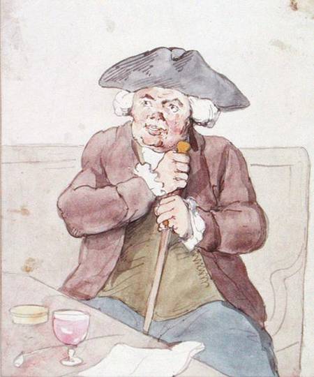 A Man Seated in a Tavern (pen, brown von Thomas Rowlandson