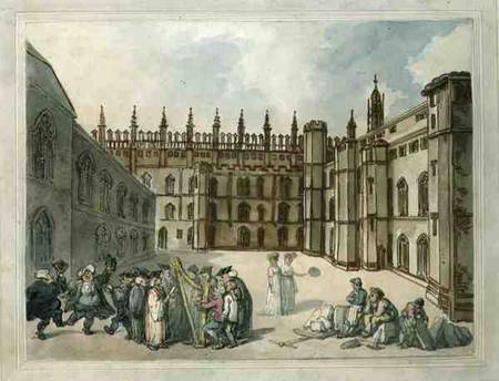 Quadrangle of King's College, Cambridge  & w/c on von Thomas Rowlandson