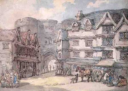 The South Gate, Exeter (pen, w/c & pencil on von Thomas Rowlandson