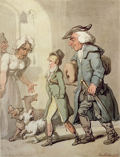 The Bear and Bear Leader - passing the Hotel d''Angleterre von Thomas Rowlandson