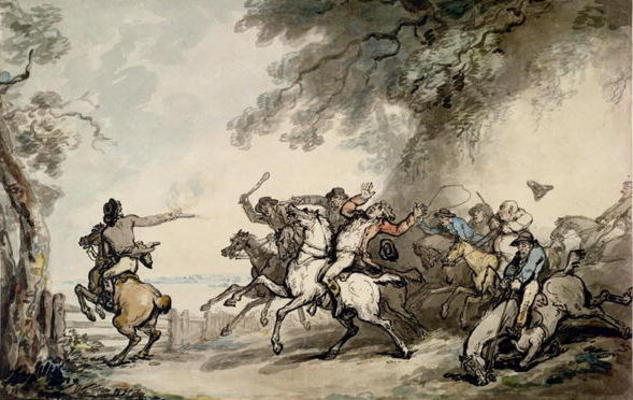 The Chase of the Highwayman, c.1790 (pen, ink, w/c and pencil on paper) von Thomas Rowlandson