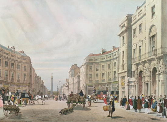 Regent Street, Looking Towards the Duke of York's Column, from 'London As It Is', engraved and pub. von Thomas Shotter Boys