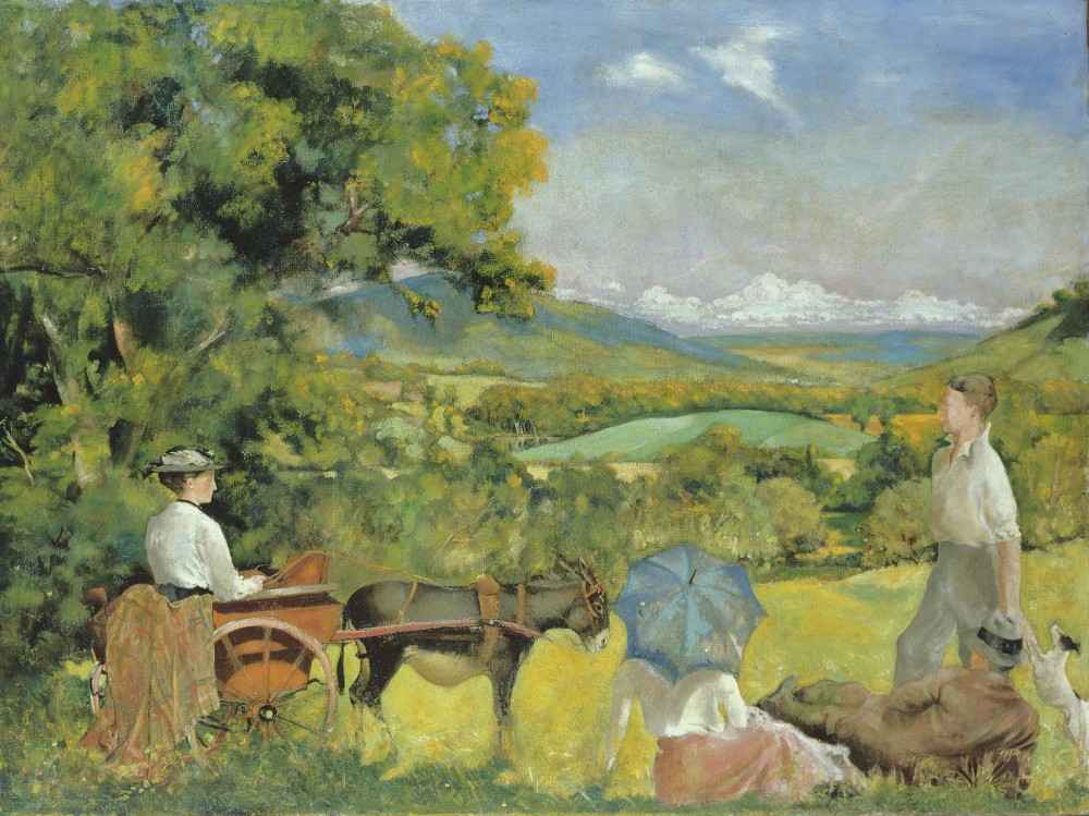Landschaft mit einer Frau in einem Eselwagen von Thomas Tennant Baxter