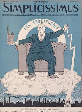 Der Geber der Arbeit, Titelseite der Zeitschrift "Simplicissimus" 1928