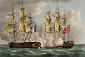Capture of L'Immortalite, October 20th 1798, from 'The Naval Achievements of Great Britain' by James
