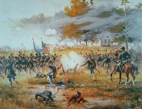 The Battle of Antietam, 1862 (colour litho) 19th