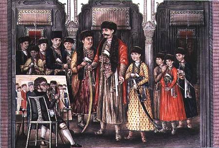 Shuja ud-daula, Nawab of Oudh (1754-75) and his Ten Sons, engraved by P. Renault von Tilly Kettle