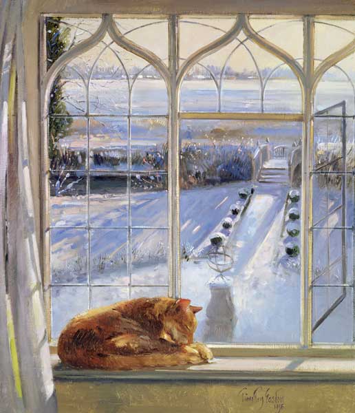 Sundial and Cat (oil on canvas)  von Timothy  Easton