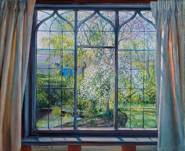 Apple Blossom Against Willow, 1990  von Timothy  Easton