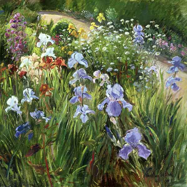 Irises and Oxeye Daisies, 1997 (oil on canvas)  von Timothy  Easton