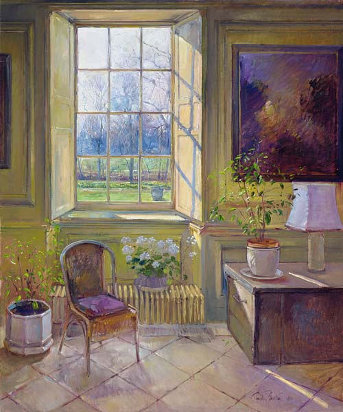 Spring Light and The Tangerine Trees, 1994 (oil on canvas)  von Timothy  Easton