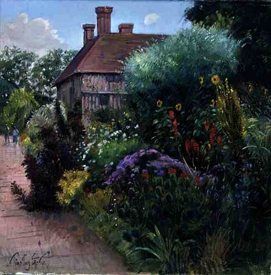 The Terrace Border, Great Dixter (oil on canvas)  von Timothy  Easton