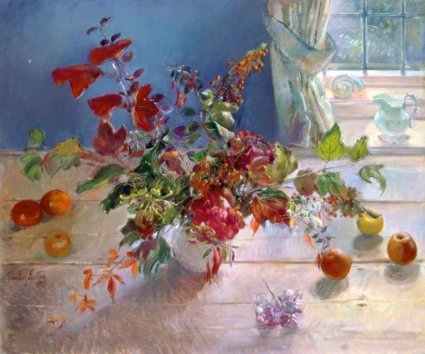 Honeysuckle and Berries, 1993 (oil on canvas)  1993