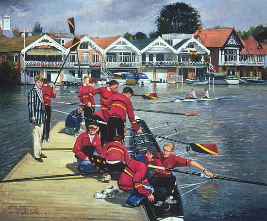 Towards the Boathouses, Henley, 1997 (oil on canvas)  von Timothy  Easton
