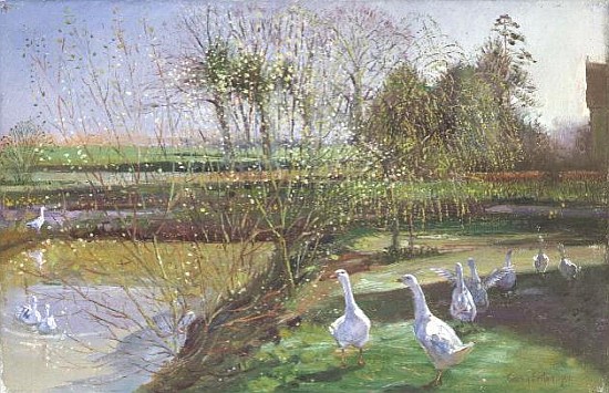 Willow and Geese, 1991  von Timothy  Easton
