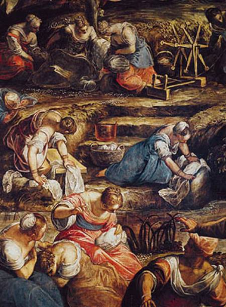 The Miraculous Fall of Manna, detail of women working von Tintoretto (eigentl. Jacopo Robusti)