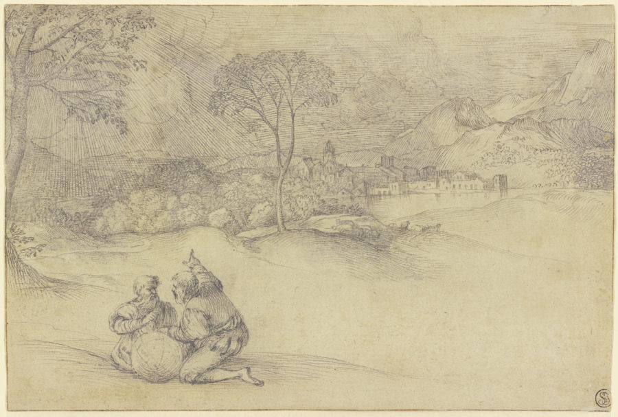 Landschaft mit zwei Astronomen von Tizian