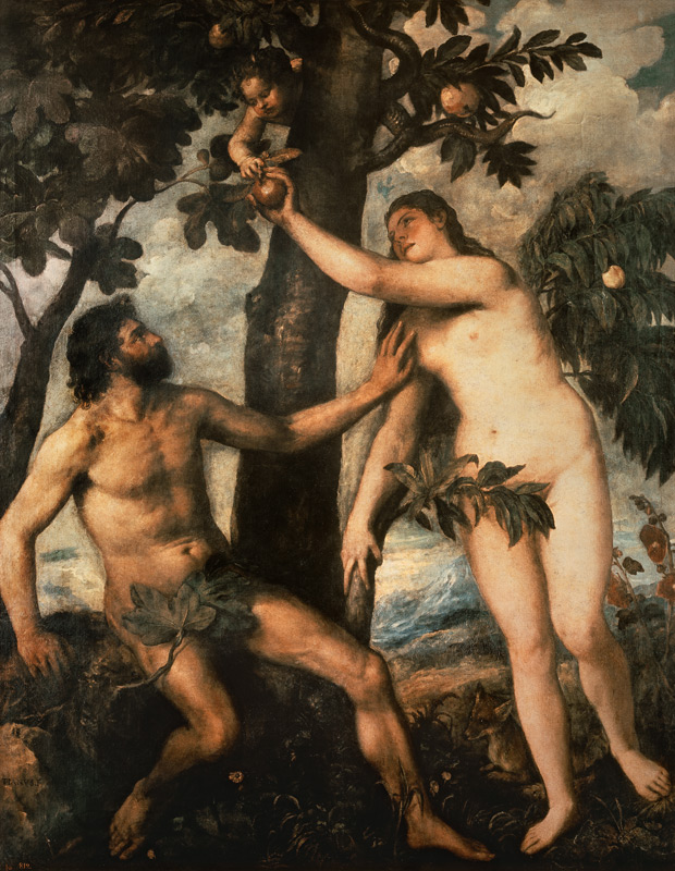 The Fall from Grace / Titian / c.1568 von Tizian (Tiziano Vercellio/ Titian)