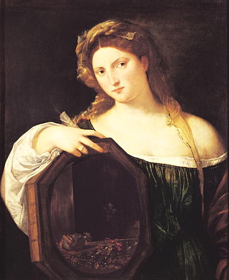 Allegory of Vanity, or Young Woman with a Mirror, c.1515 von Tizian (Tiziano Vercellio/ Titian)