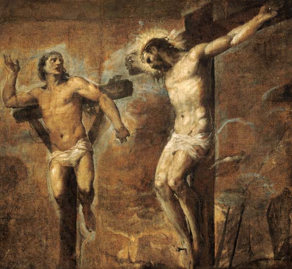 Christ on the Cross and the Good Thief von Tizian (Tiziano Vercellio/ Titian)